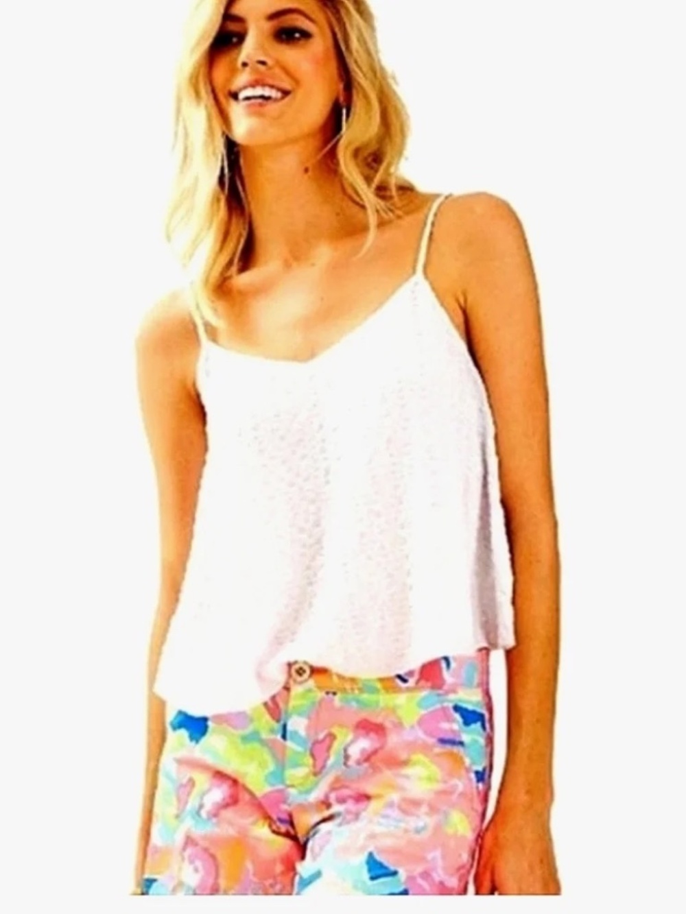Lilly Pulitzer Size Medium M Aletta textured tank in white womens lot6515